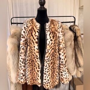 Real rabbit fur coat/jacket dyed leopard